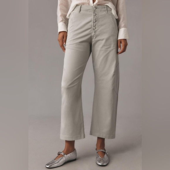 Anthropologie Pilcro The Arin Mid-Rise Button-Front Barrel Pants NWT 33 - Picture 1 of 6